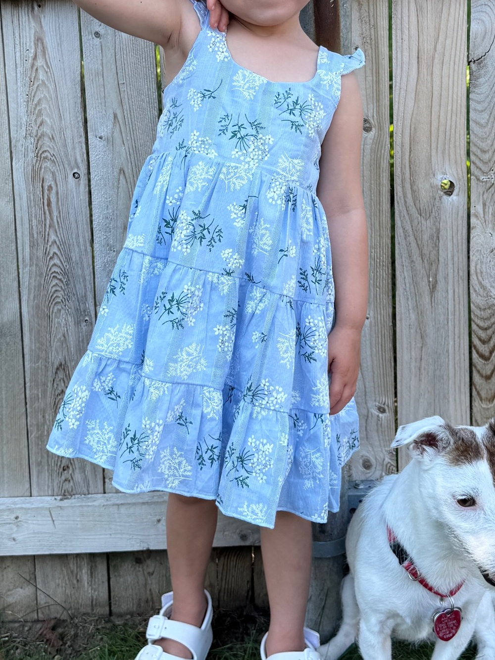 Girls' Light Blue Floral Tiered Sundress